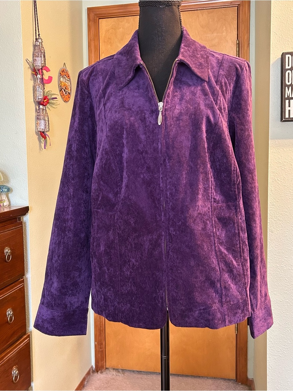 Cj Banks purple corduroy light zip up jacket with pockets size 14W casual fall